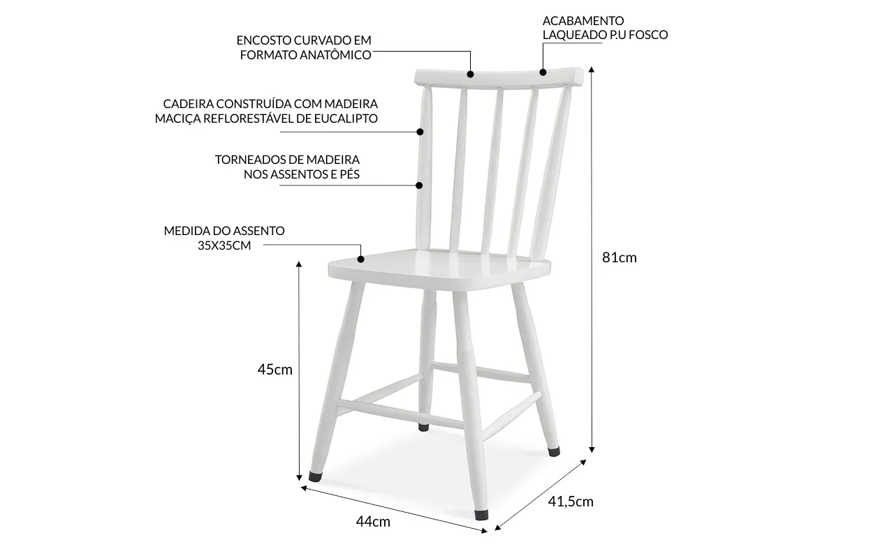 Conjunto mesa de jantar redonda 110cm com 4 cadeiras encosto