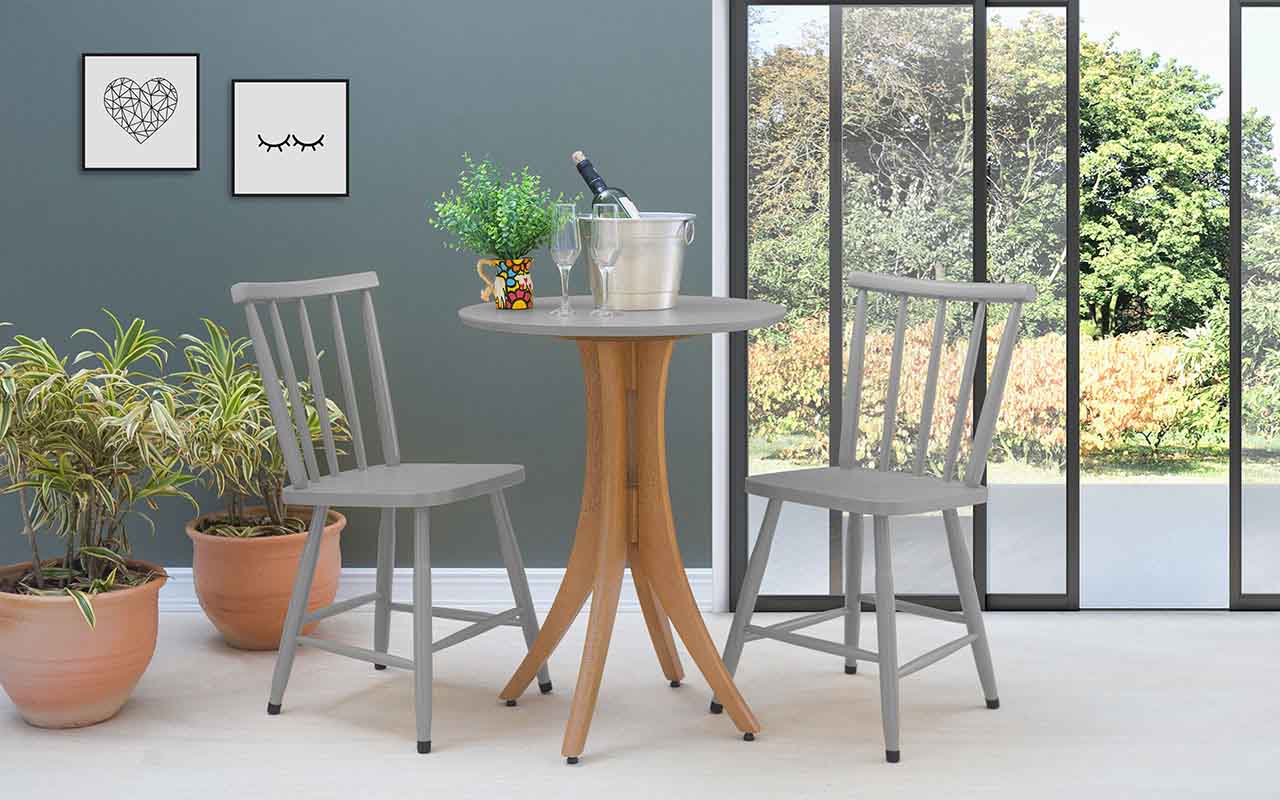 CONJUNTO BISTRÔ MESA E 2 CADEIRAS REDONDA JULIETTE VERNIZ JATOBÁ E ...