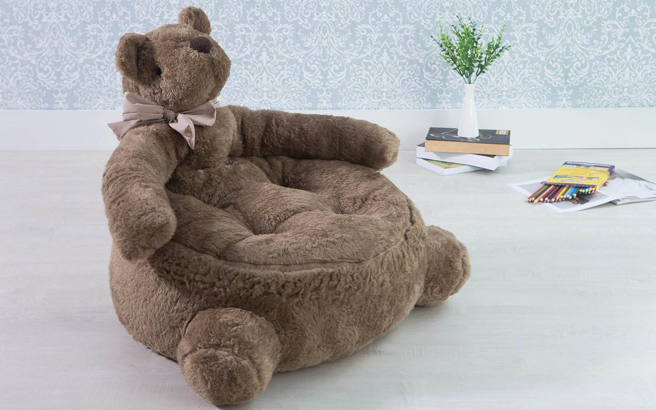 SOF PUFF INFANTIL DE URSO PEL CIA ESCURA PARA QUARTO 