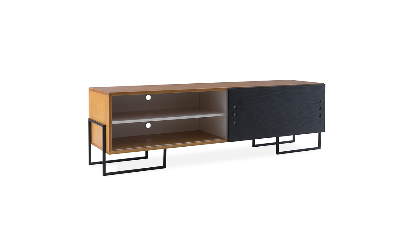 Rack Para Quarto Porta De Correr Crosby Verniz Nozes E Preto 163x43 6x48 5 Cm Compre Na Idea Store