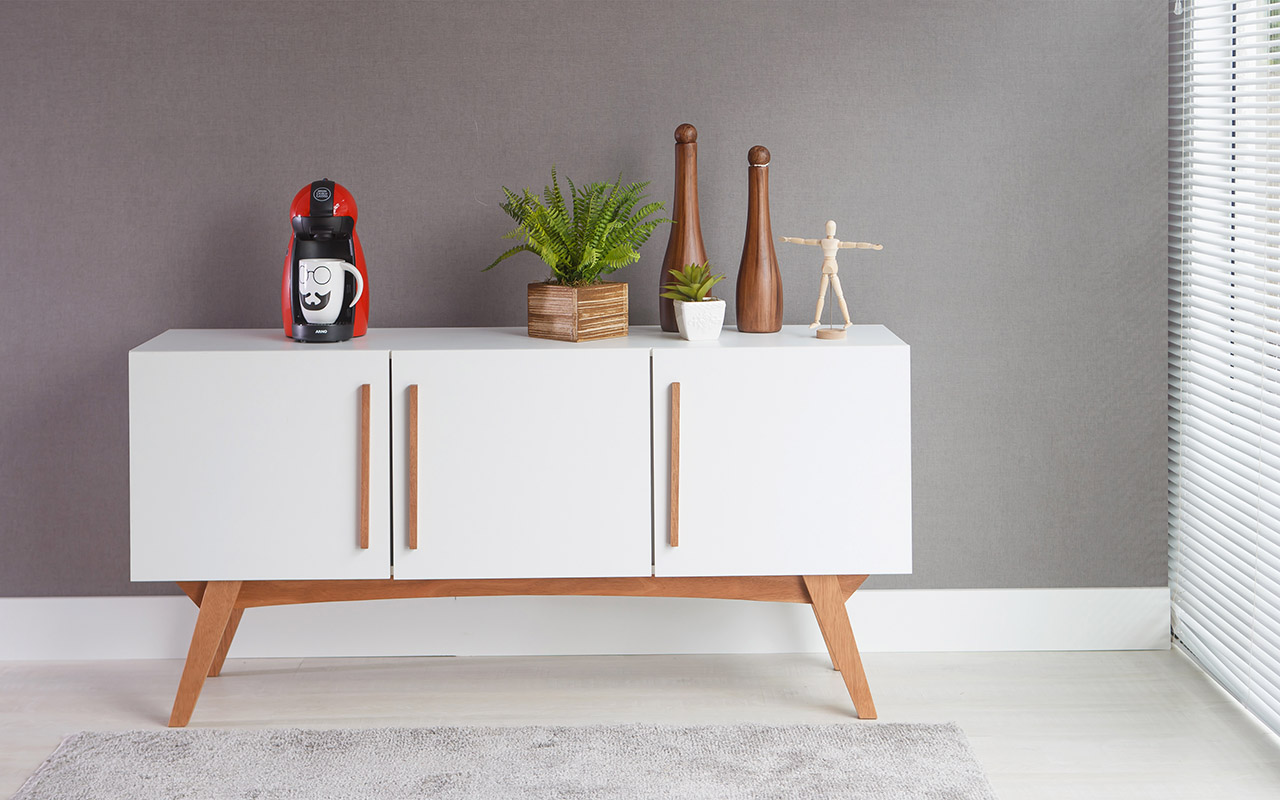 Armario Balcao Buffet Colorido Para Sala De Jantar 3 Portas Brancas Estilo Retro Vintage Dolores 135x35x64 7 Cm Compre Na Idea Store