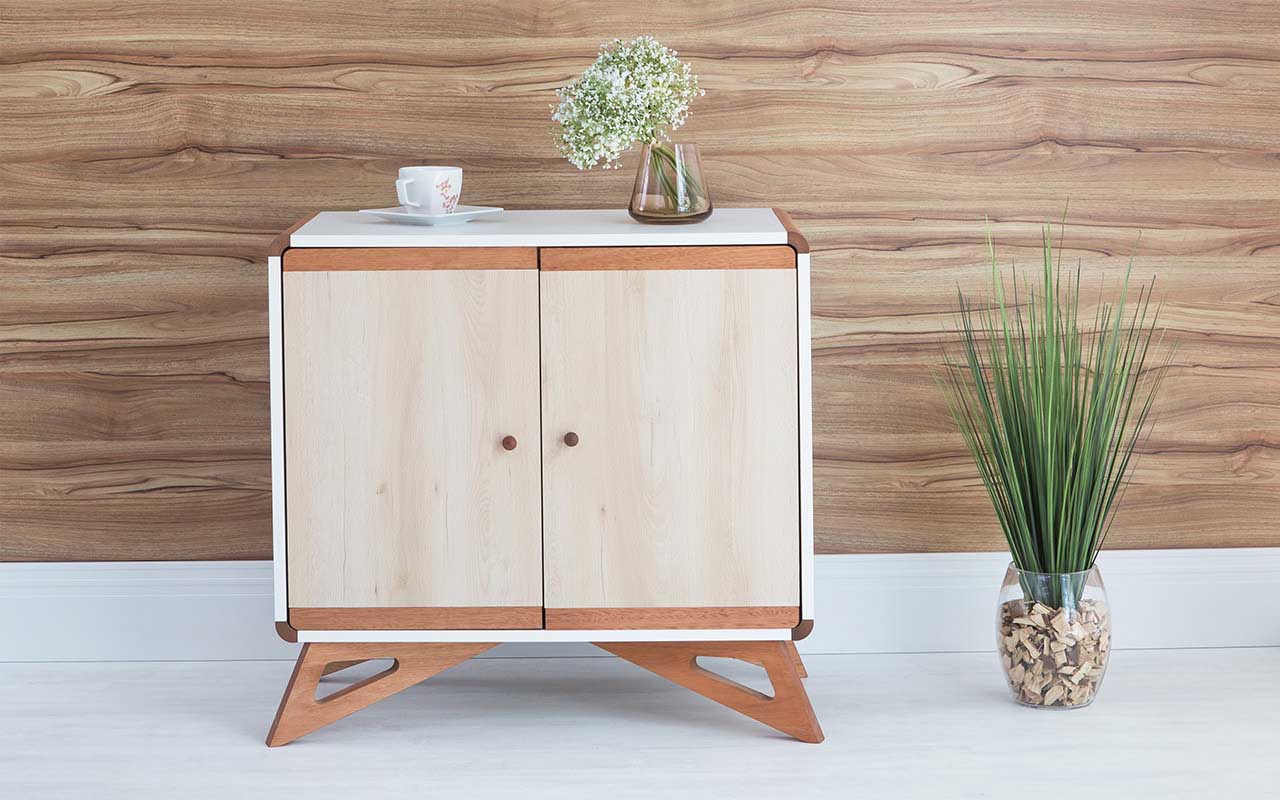 Armario Baixo 2 Portas Presley Branco E Faia 72x40x68 5 Cm Compre Na Idea Store