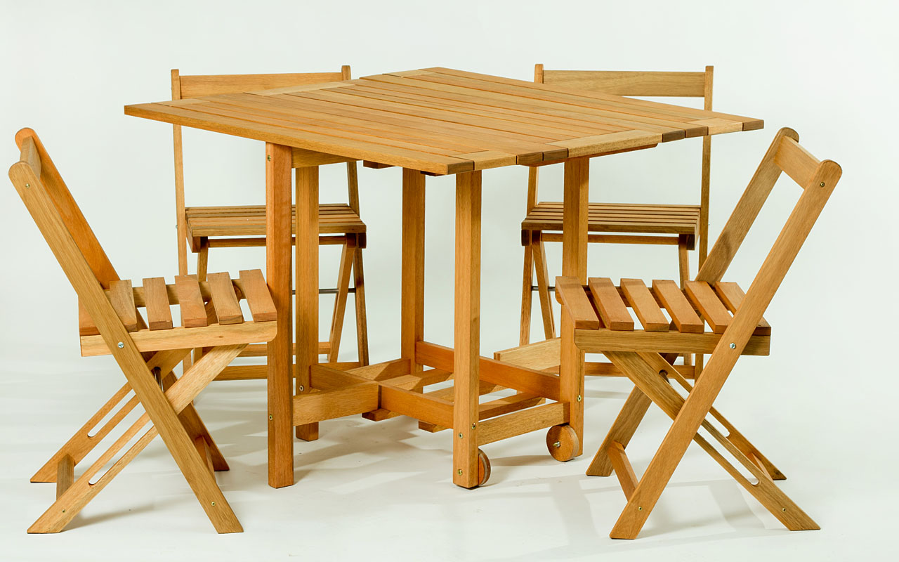 CONJUNTO MESA DOBRÁVEL GOURMET DE MADEIRA COM 4 CADEIRAS DOBRÁVEIS COR ...