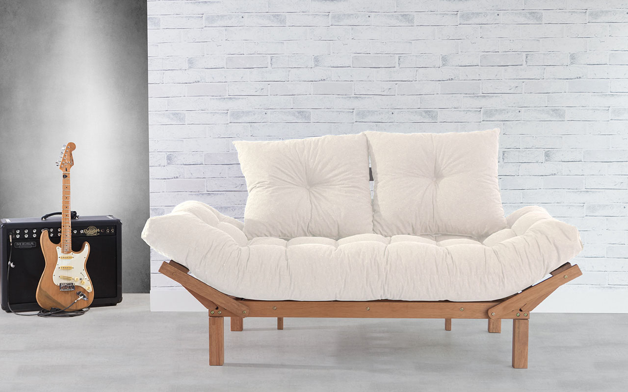 SOFÁ CAMA FUTON COUNTRY COMFORT OFF WHITE 190x80x83 CM ACABAMENTO