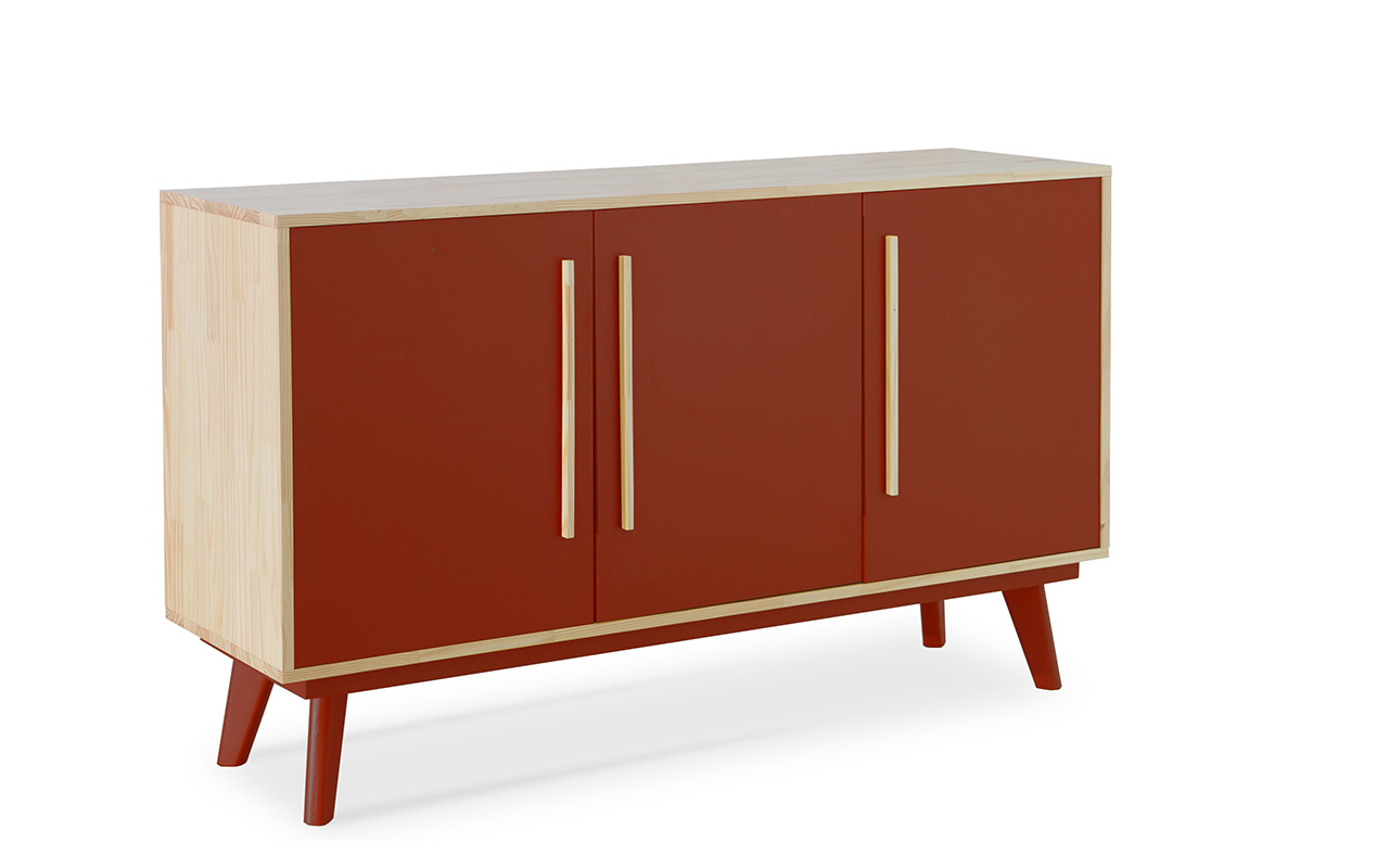 ARMÁRIO PÉS PALITO BUFFET 3 PORTAS DE MADEIRA MACI u00c7A VERMELHO CELESTE 133X40X79,5 CM Compre Aparador Vitrina Salon ~ ARMÁRIO PÉS PALITO BUFFET 3 PORTAS DE MADEIRA MACI u00c7A VERMELHO CELESTE 133X40X79,5 CM Compre