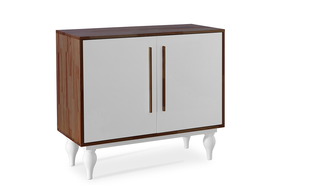 Armario Buffet Com Pes Torneados 2 Portas Sideral 90x40x79 5 Cm Capuccino Branco Compre Na Idea Store