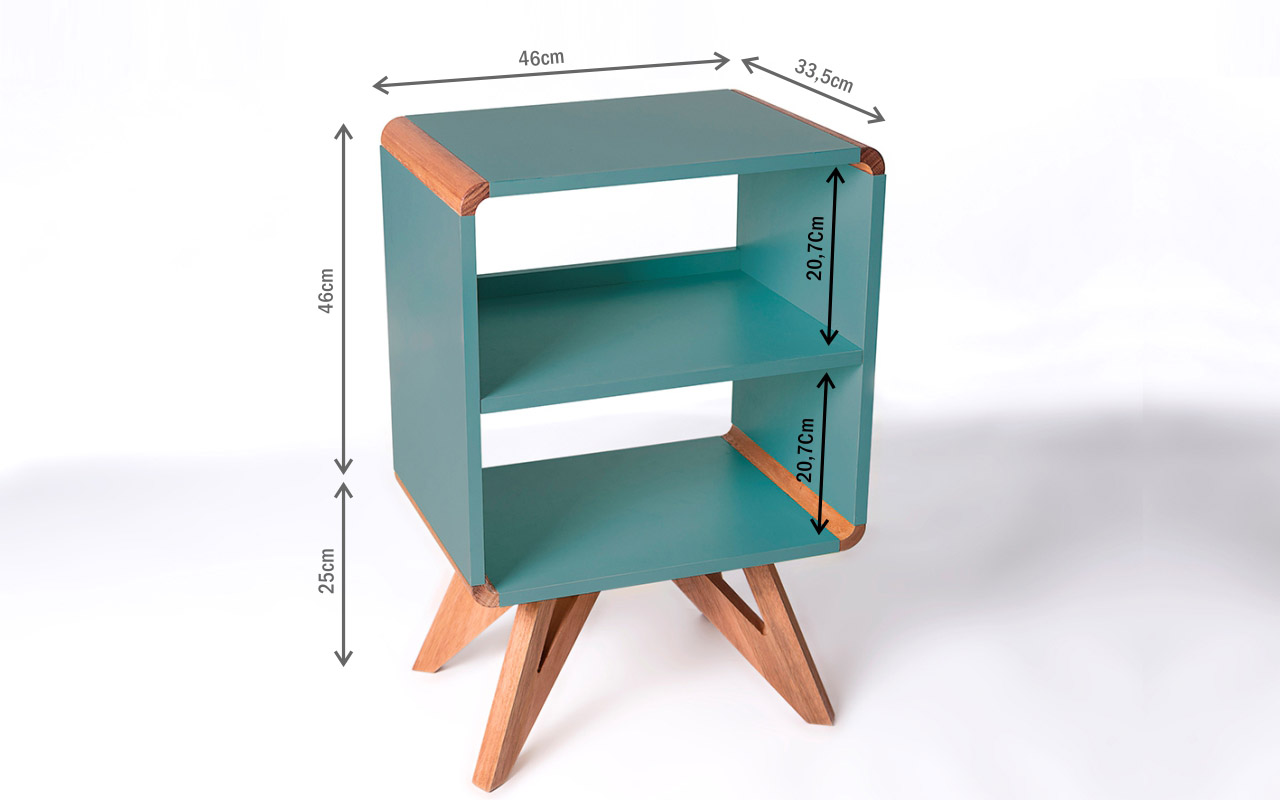 CRIADO-MUDO ALTO COLORIDO AZUL DESIGN RETRÔ VINTAGE PRESLEY - 46X33