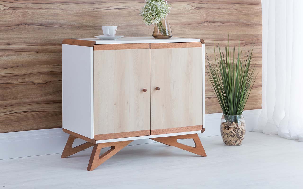 Armario Baixo 2 Portas Presley Branco E Faia 72x40x68 5 Cm Compre Na Idea Store