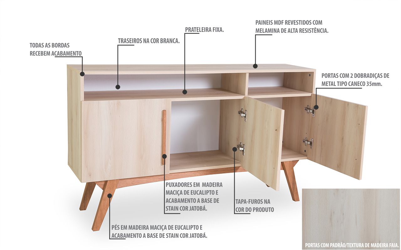ARMÁRIO BALCÃO PARA SALA TIPO BUFFET PÉS PALITO MADEIRADO 3 PORTAS FAIA COM NICHO ESTILO VINTAGE Armario Grande Ark ~ ARMÁRIO BALCÃO PARA SALA TIPO BUFFET PÉS PALITO MADEIRADO 3 PORTAS FAIA COM NICHO ESTILO VINTAGE