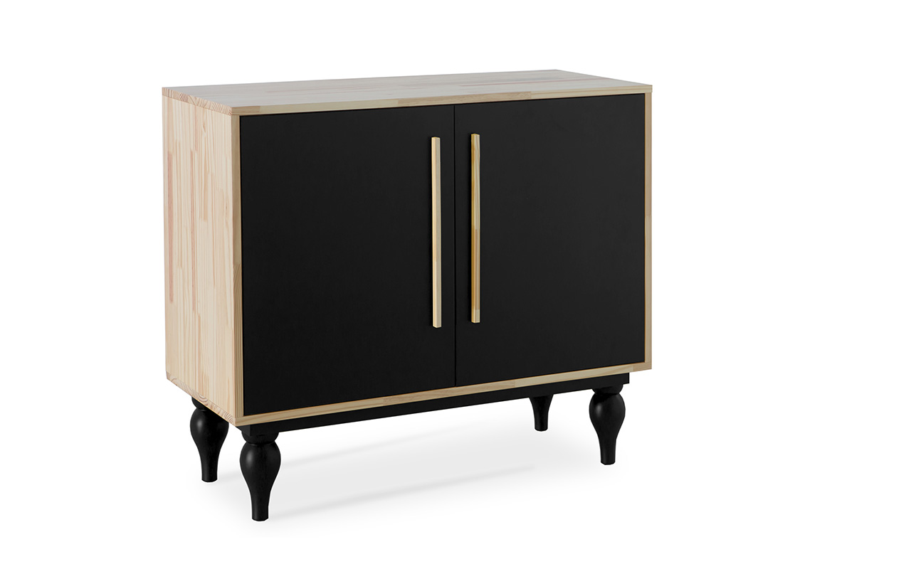 Buffet Com Pes Torneados Buffet Para Sala 2 Portas Sideral 90x40x79 5 Cm Preto Compre Na Idea Store