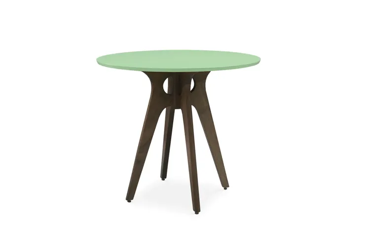 MESA REDONDA 4 CADEIRAS BIANCHI 90X77CM NOGUEIRA E VERDE SÁLVIA