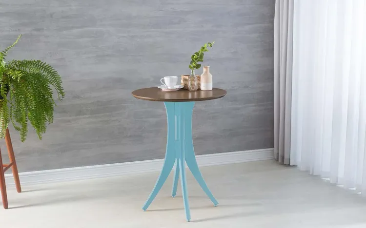 MESA DE JANTAR PEQUENA REDONDA JULIETTE 60X77CM CAPUCCINO E AZUL BEBÊ