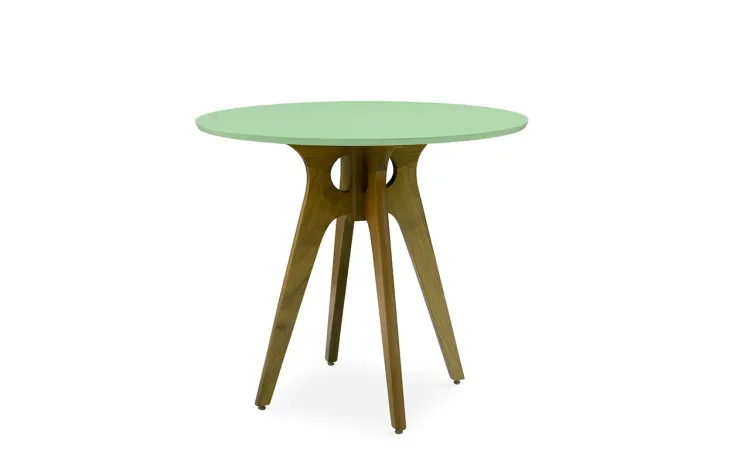 MESA PARA RESTAURANTE REDONDA BIANCHI 90X77CM AMÊNDOA E VERDE SÁLVIA