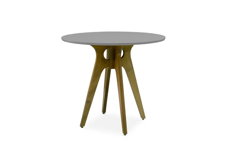 MESA 4 LUGARES REDONDA BIANCHI 90X77CM AMÊNDOA E CINZA CONCRETO