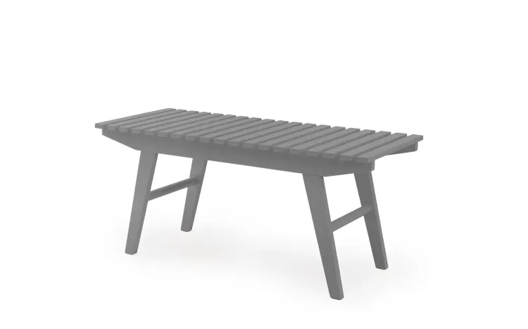 [OUTLET] BANQUINHO DE MADEIRA BUIAH LAQUEADO CINZA CONCRETO 100X40X47CM