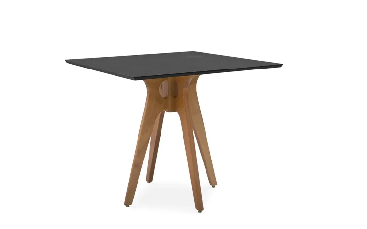 MESA DE JANTAR PRETA QUADRADA BIANCHI 90X90X77CM JATOBÁ E PRETO