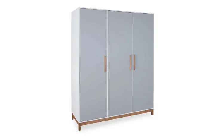 GUARDA-ROUPA CASAL 3 PORTAS ROUPEIRO MDF CINZA COMPACTO DESIGN MODERNO MOORE 154,6x53x198,5 CM