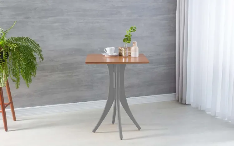 MESA QUADRADA PEQUENA JULIETTE 60X60X77CM JATOBÁ E CINZA CONCRETO