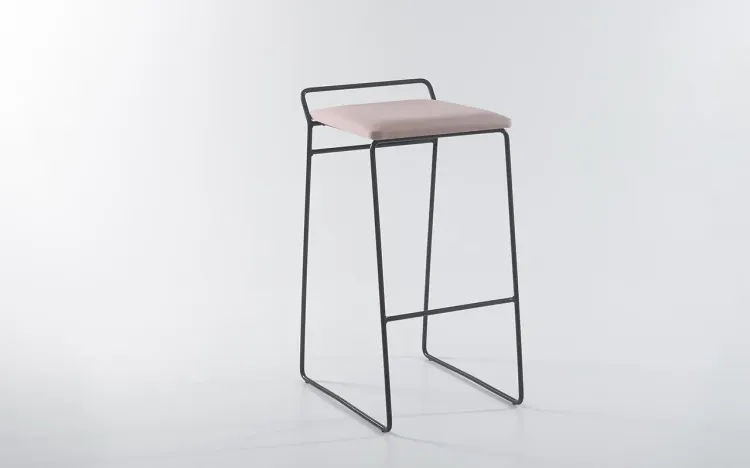 BANQUETA METAL PRETO SEM ENCOSTO BEND TEC. 315 ALGODÃO ROSA 39,5X50X79,5 CM