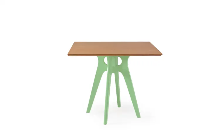 MESA PARA LANCHONETE QUADRADA BIANCHI 90X77CM VERDE SÁLVIA E JATOBÁ