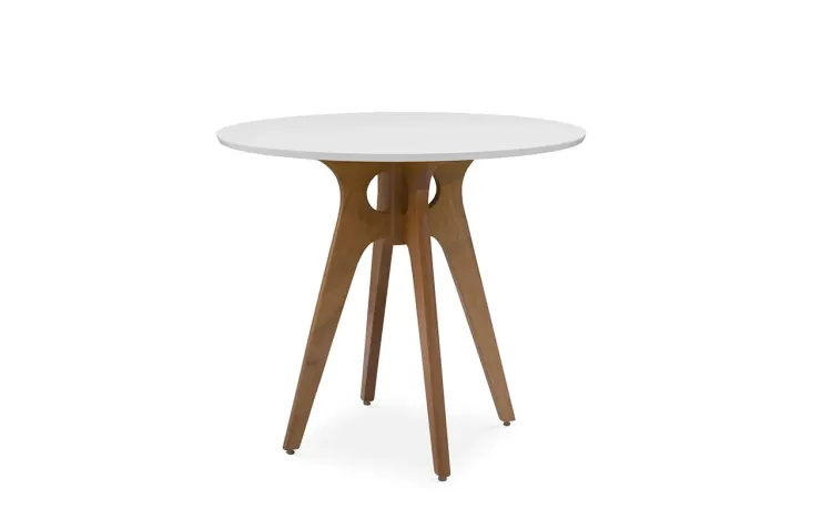 MESA REDONDA PARA JANTAR BIANCHI 90X77CM JATOBÁ E BRANCO