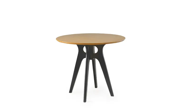 MESA DE JANTAR DE MADEIRA REDONDA BIANCHI 90X77CM PRETO E AMÊNDOA