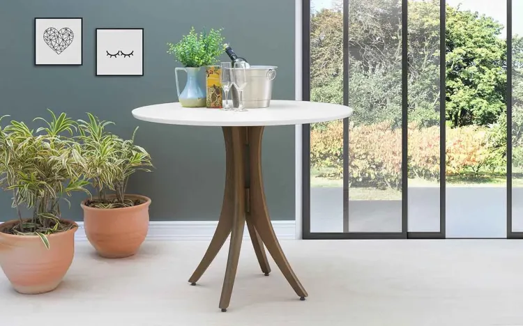 MESA JANTAR REDONDA JULIETTE 90X77CM NOGUEIRA E BRANCO