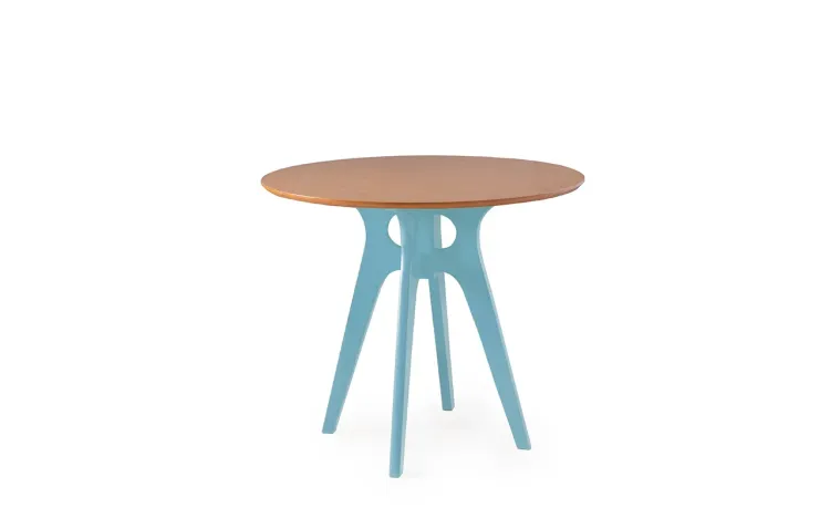 MESA REDONDA 4 LUGARES BIANCHI 90X77CM AZUL BEBÊ E JATOBÁ