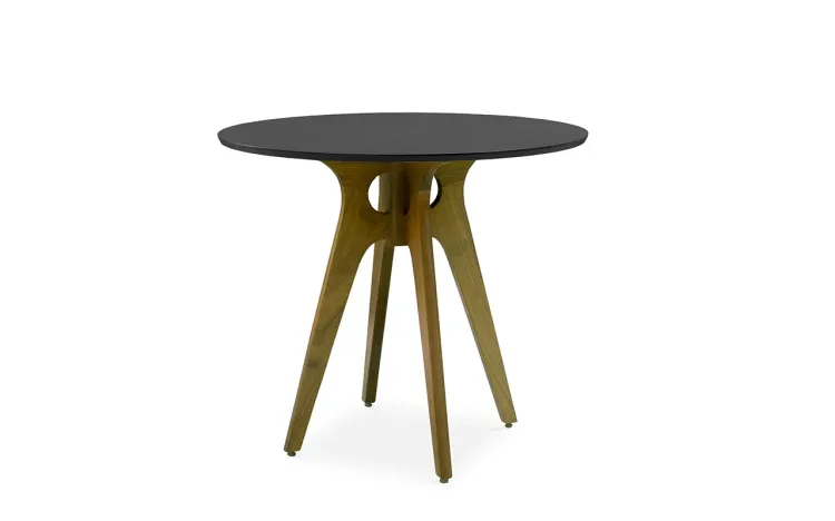 MESA DE JANTAR PRETA REDONDA BIANCHI 90X77CM AMÊNDOA E PRETO