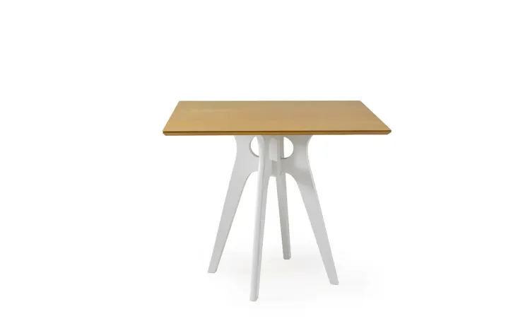 MESA QUADRADA BRANCA PARA JANTAR BIANCHI 90X77CM BRANCA E AMÊNDOA