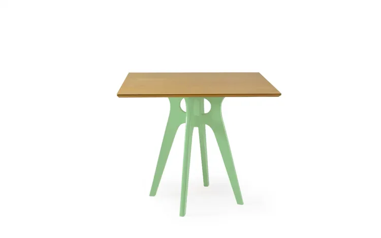 MESA 4 LUGARES QUADRADA BIANCHI 90X77CM VERDE SÁLVIA E AMÊNDOA