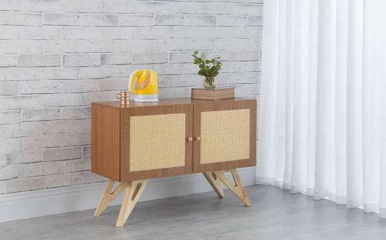 ARMÁRIO BUFFET PARA SALA DE JANTAR 2 PORTAS DE RATTAN FREDDIE FREIJÓ E TAEDA 90x35x64,7 CM