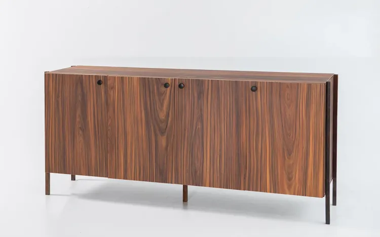 APARADOR BUFFET DE SALA DE JANTAR 4 PORTAS NASH MDF PAU FERRO E PÉS DE MADEIRA IMBUIA 164X41,5X75 CM