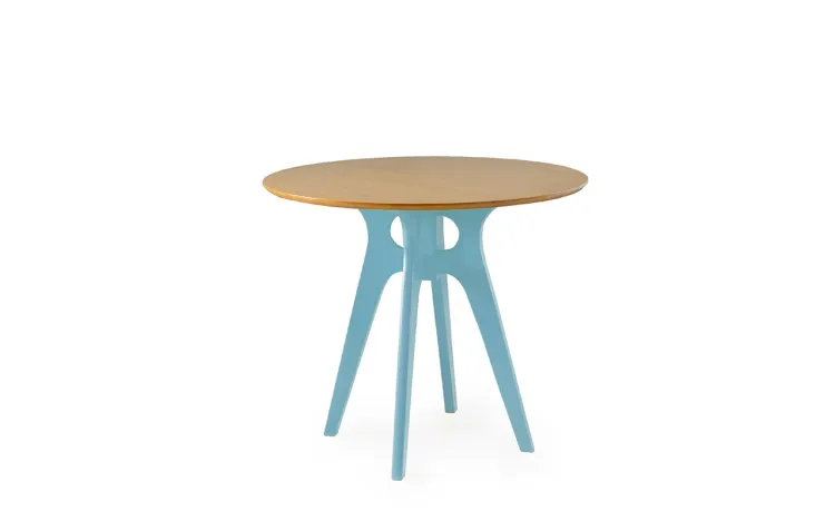 MESA REDONDA 4 LUGARES BIANCHI 90X77CM AZUL BEBÊ E AMÊNDOA