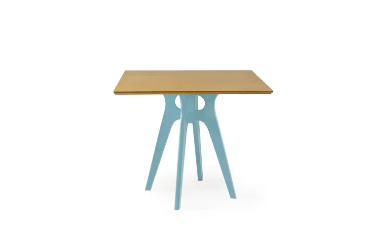 MESA DE RESTAURANTE QUADRADA BIANCHI 90X77CM AZUL BEBÊ E AMÊNDOA