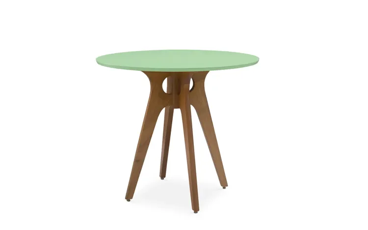 MESA PARA APARTAMENTO PEQUENO REDONDA BIANCHI 90X77CM JATOBÁ E VERDE SÁLVIA