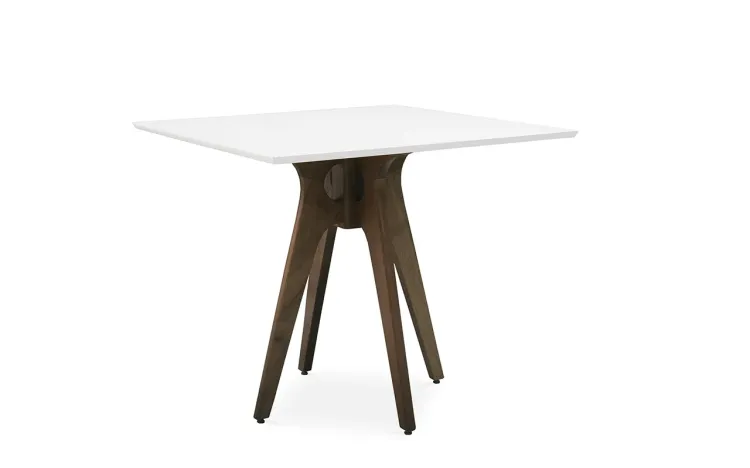 MESA BRANCA DE JANTAR QUADRADA BIANCHI 90X90X77CM NOGUEIRA E BRANCO