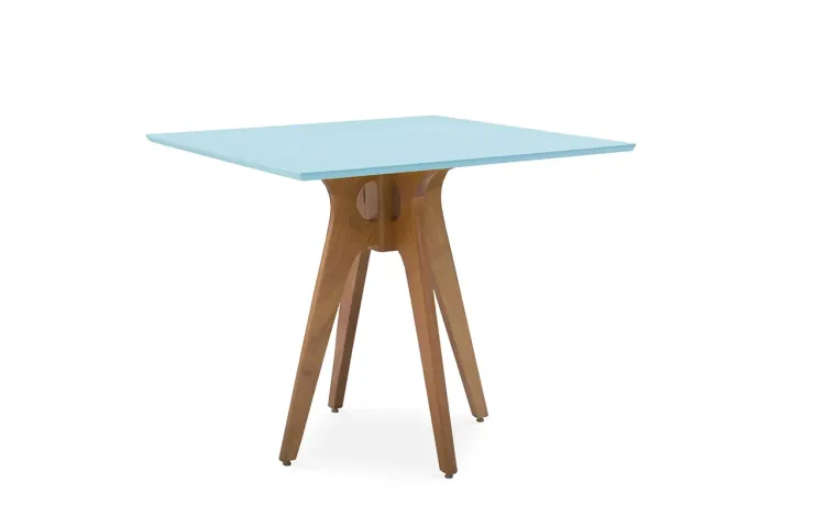 MESA 4 LUGARES QUADRADA BIANCHI 90X90X77CM JATOBÁ E AZUL BEBÊ