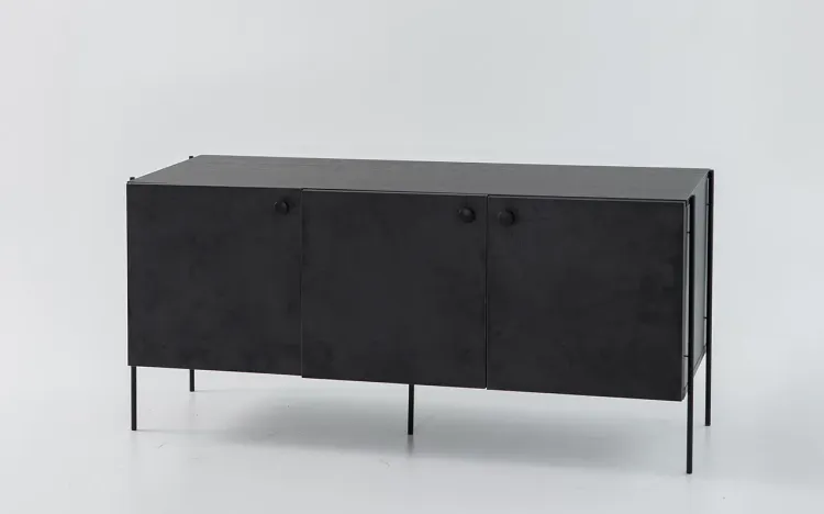 RACK PEQUENO PARA TV 3 PORTAS TRAY MDF PRETO 122,5X41,5X56 CM