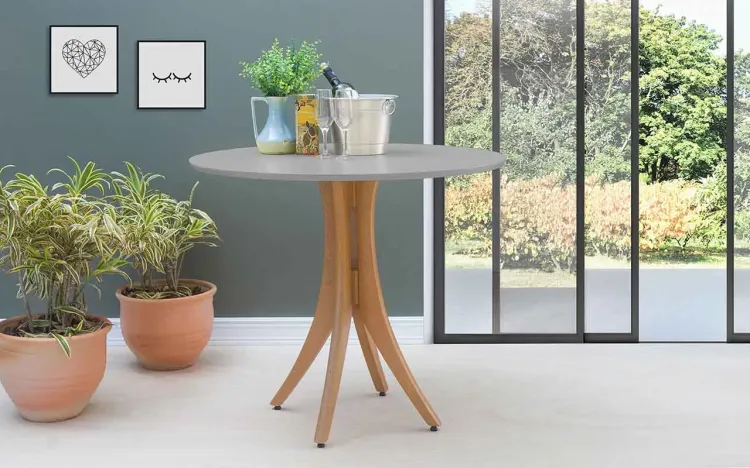 MESA PARA 4 CADEIRAS REDONDA JULIETTE 90X77CM JATOBÁ E CINZA CONCRETO
