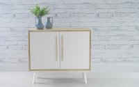 Armario Pes Palito Buffet 2 Portas De Madeira Macica Branco Celeste 90x40x79 5 Cm Compre Na Idea Store
