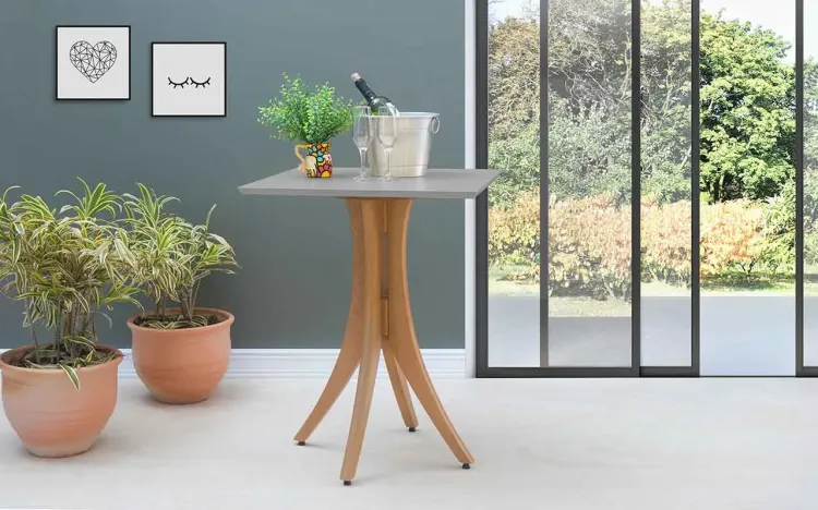 MESA QUADRADA PEQUENA JULIETTE 60X60X77CM JATOBÁ E CINZA CONCRETO