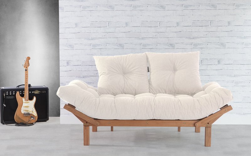 SOFÁ CAMA FUTON COUNTRY COMFORT OFF WHITE 190x80x83 CM ACABAMENTO