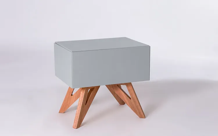 MESA DE CABECEIRA RETRÔ COLORIDO CINZA DESIGN MODERNO VINTAGE FREDDIE 46,6X34,1X45,2 CM