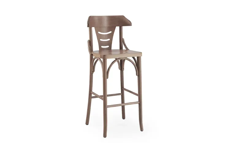 BANQUETA DE MADEIRA ALTA COM ENCOSTO BAR E CHURRASQUEIRA AUGUSTINE 41X39X105,5CM VERNIZ CAPUCCINO