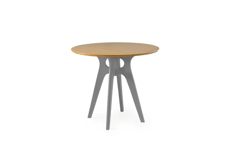 MESA PARA APARTAMENTO PEQUENO REDONDA BIANCHI 90X77CM CINZA CONCRETO E AMÊNDOA