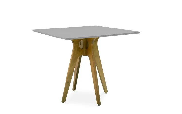 MESA DE JANTAR 4 LUGARES QUADRADA BIANCHI 90X90X77CM AMÊNDOA E CINZA CONCRETO