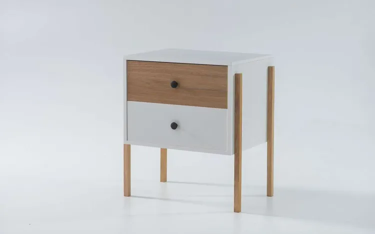 MESINHA LATERAL BRANCA 2 GAVETAS NASH MDF BRANCO COM DUAL E PÉS TAUARI 54X37X60 CM