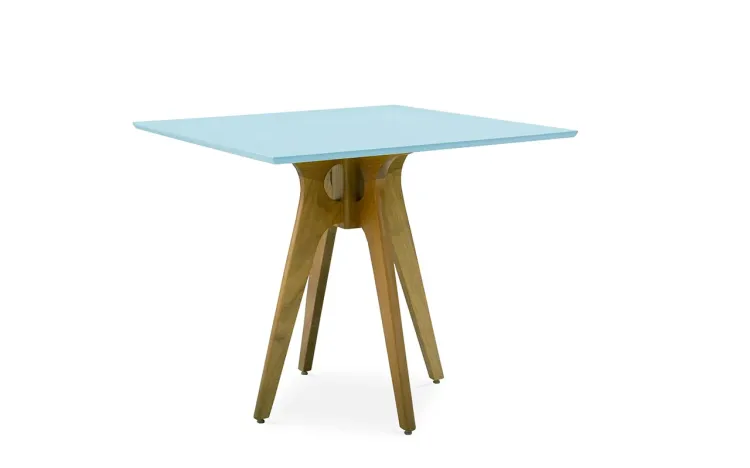 MESA PARA JANTAR QUADRADA BIANCHI 90X90X77CM AMÊNDOA E AZUL BEBÊ