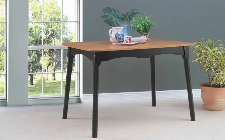 MESA DE JANTAR RETRÔ MIMO 110X80X76CM VERNIZ JATOBÁ E LACA PRETO